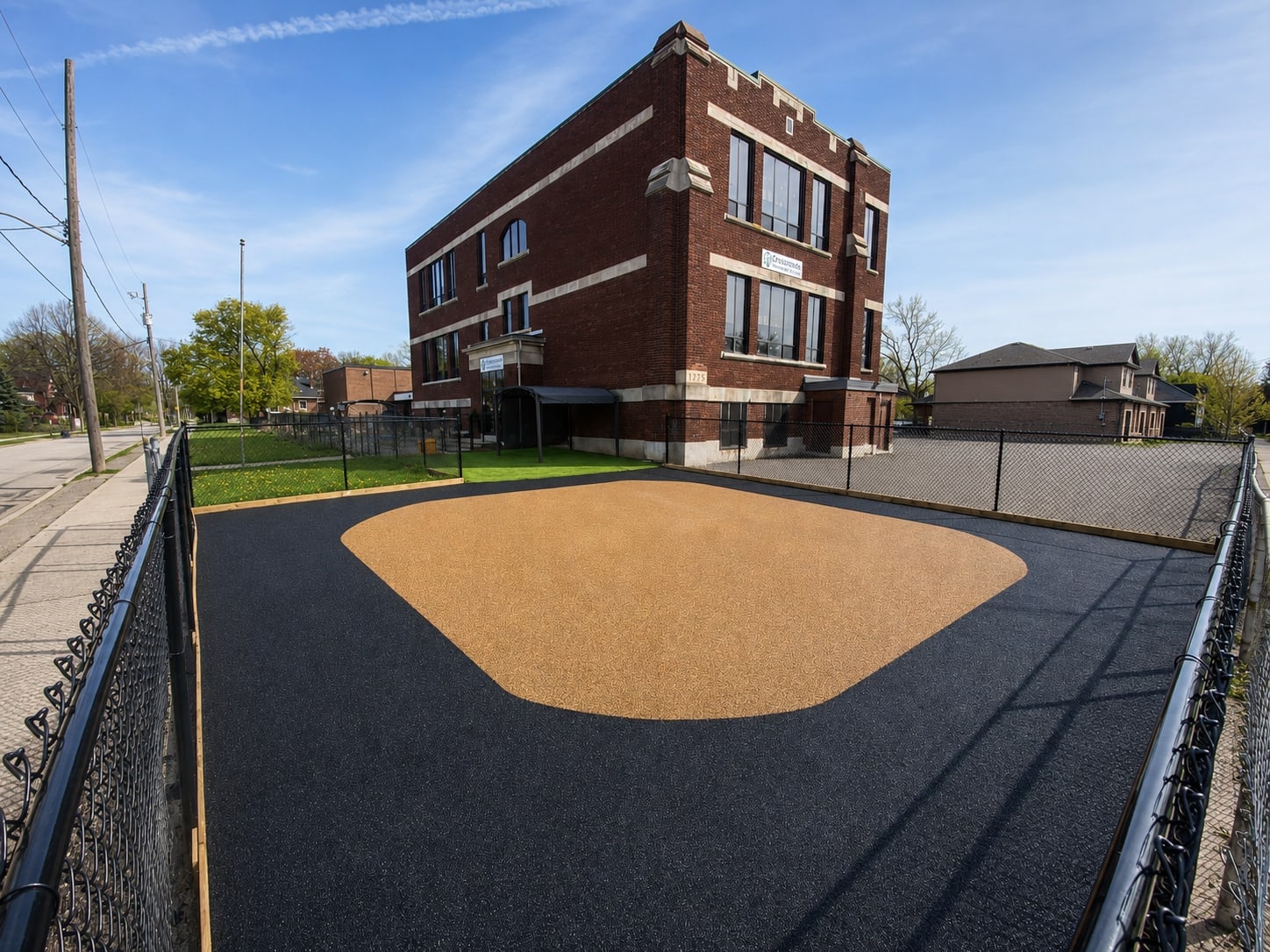 Rubber surfacing play pad at a daycare