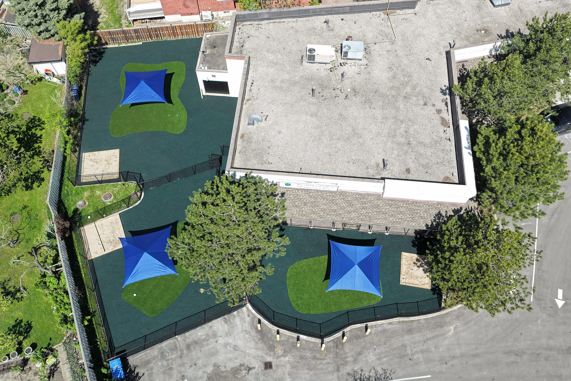 aerial daycare playground shade sails rubber surfacing