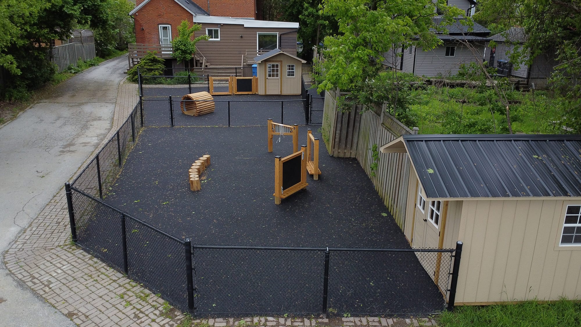 aerial preschool play yard rubber surfacing natural play