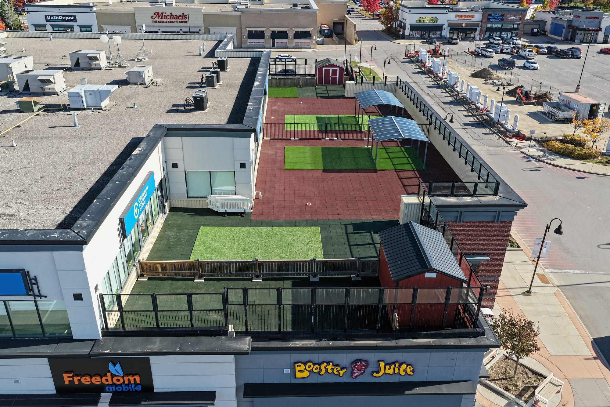 aerial rooftop play area rubber surfacing artificial turf