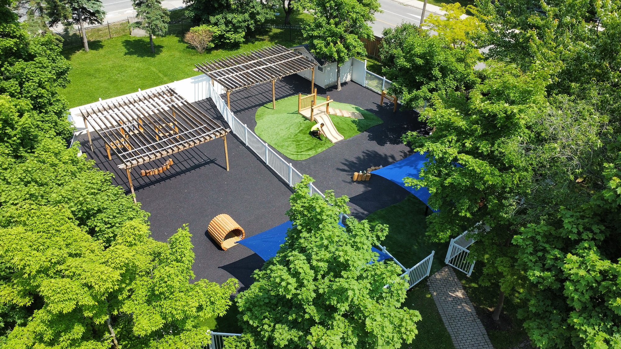 preschool toddler daycare yard rubber surfacing aerial