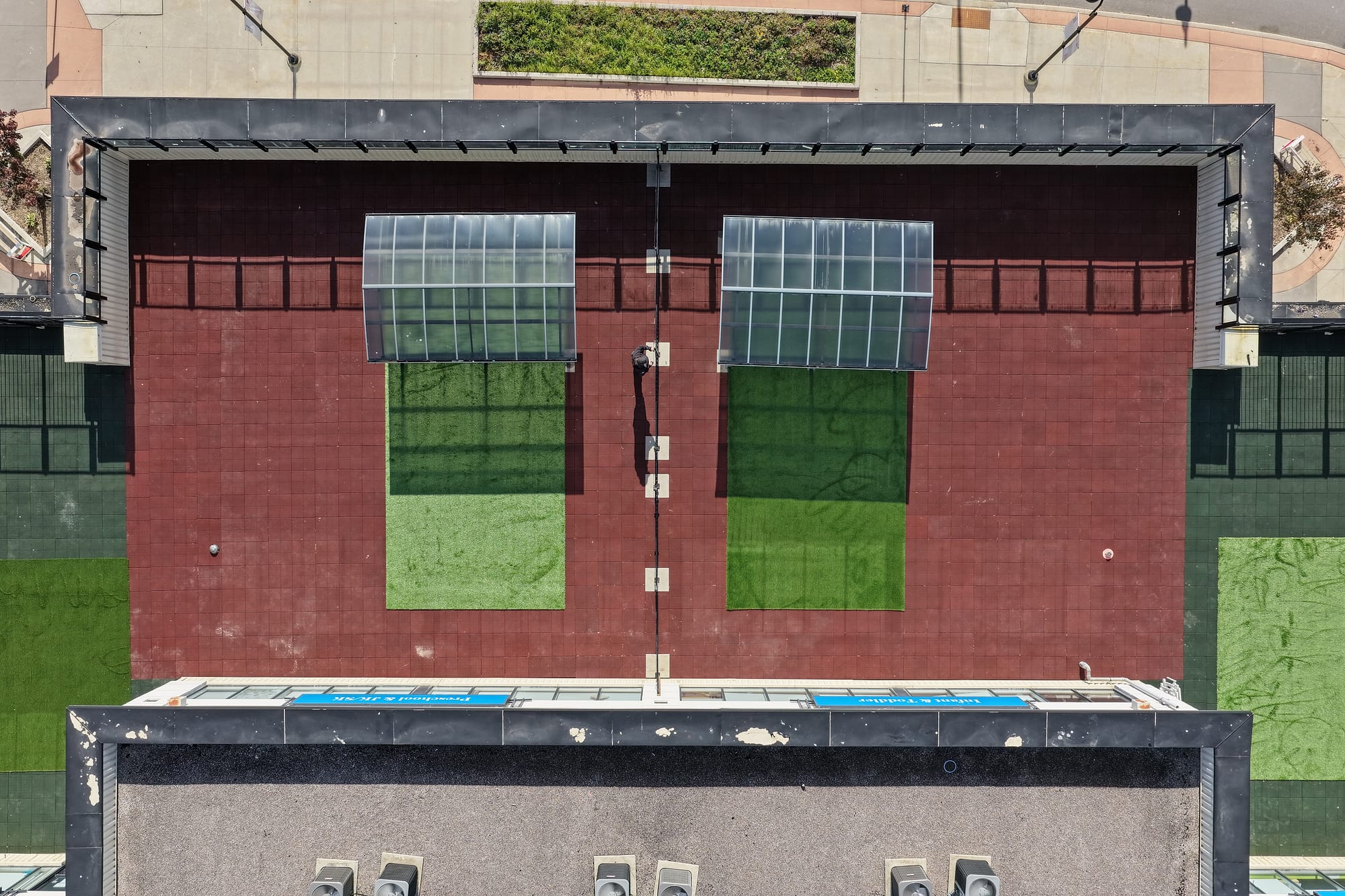 top down rooftop playground rubber surfacing turf