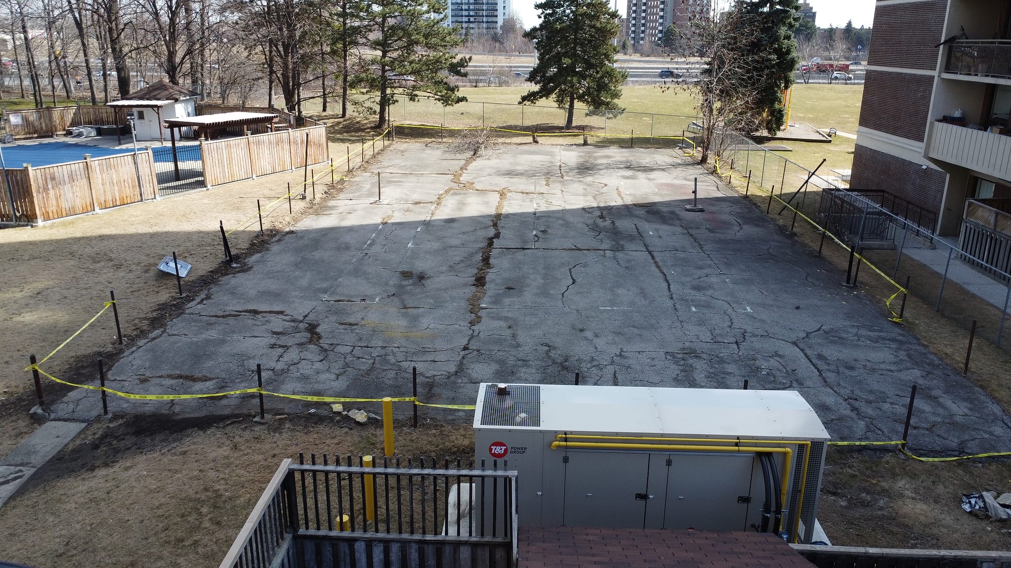 Concrete play area before sport court installation