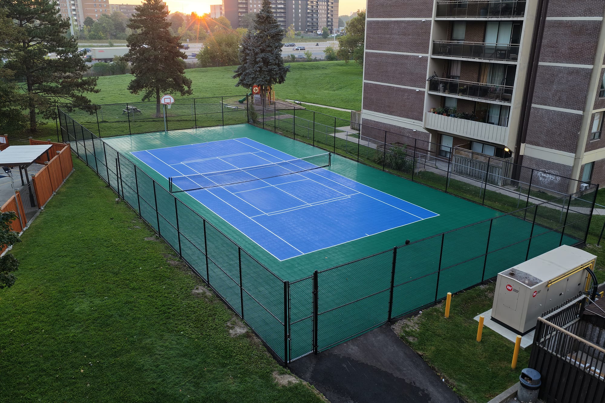 sports court tile basketball tennis court aerial