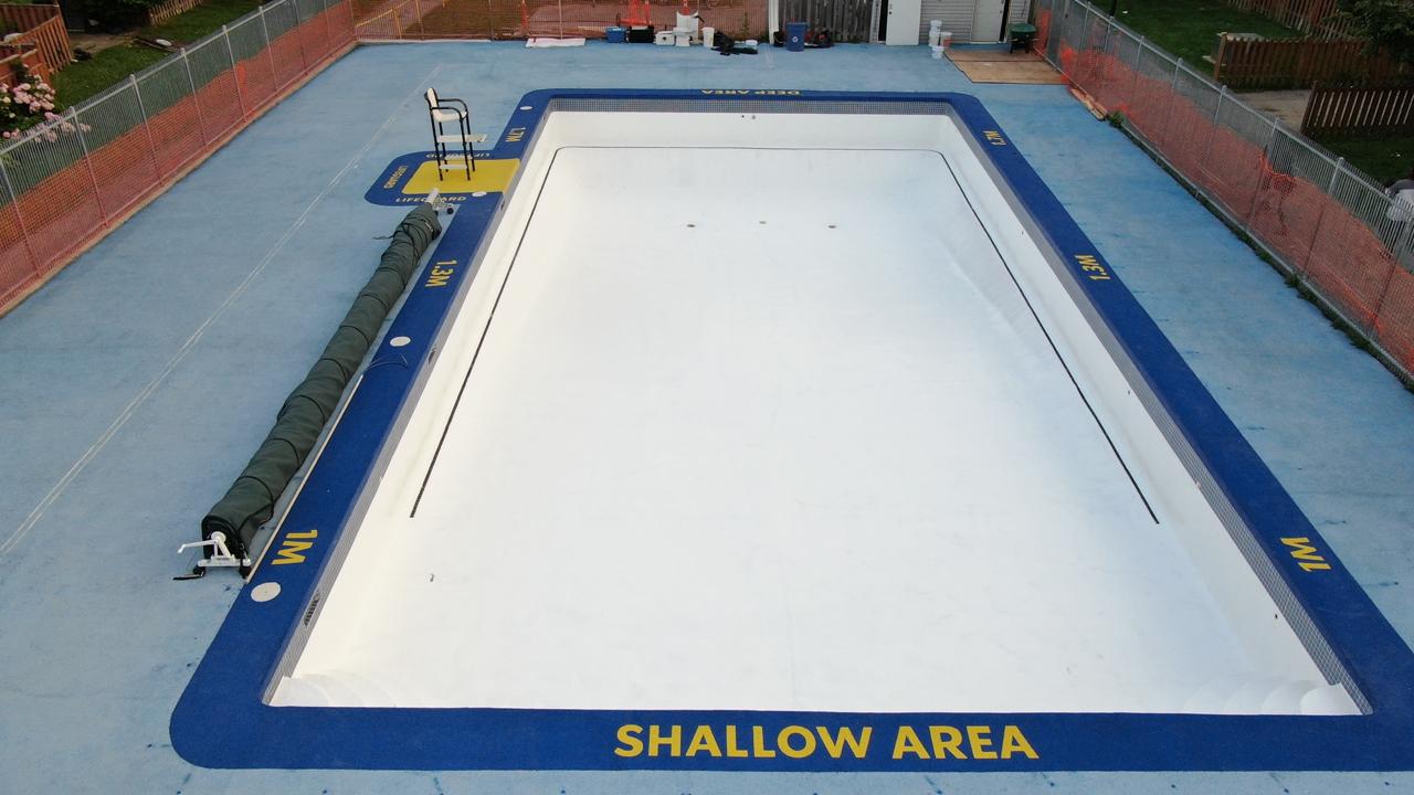 Large campground pool deck
