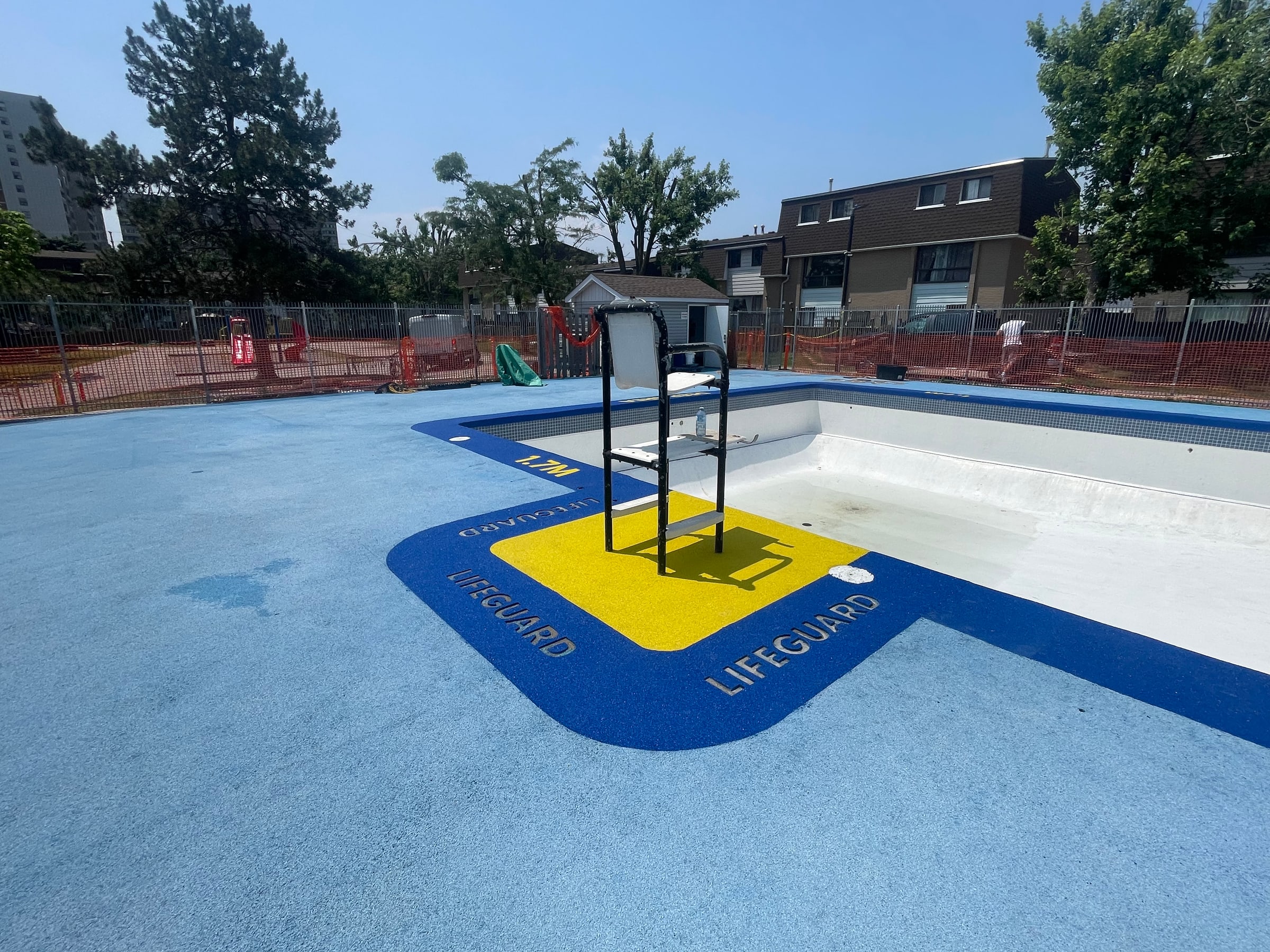 Lifeguard pool rubber deck