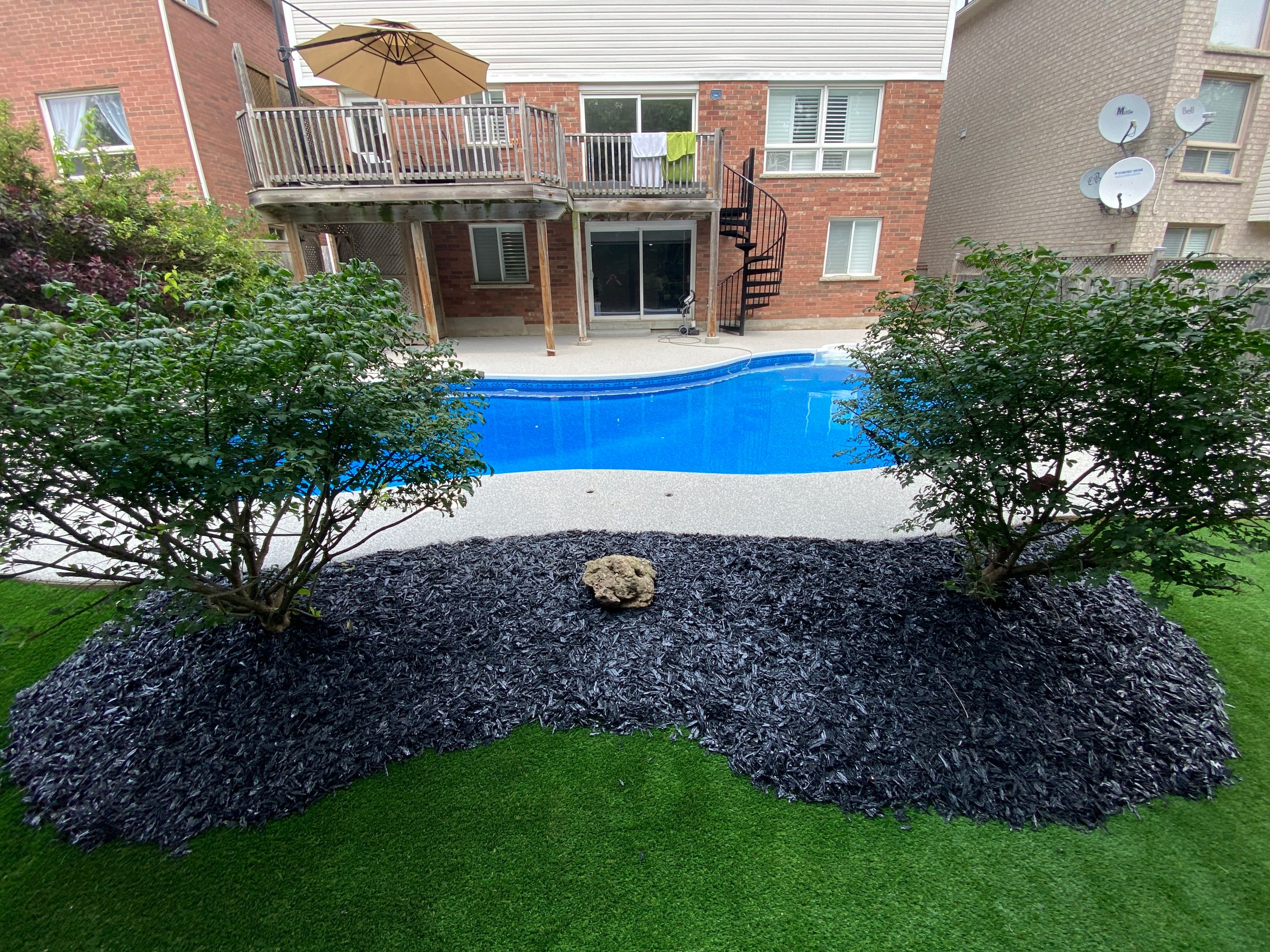 Artificial turf, rubber mulch, and rubber surfacing pool