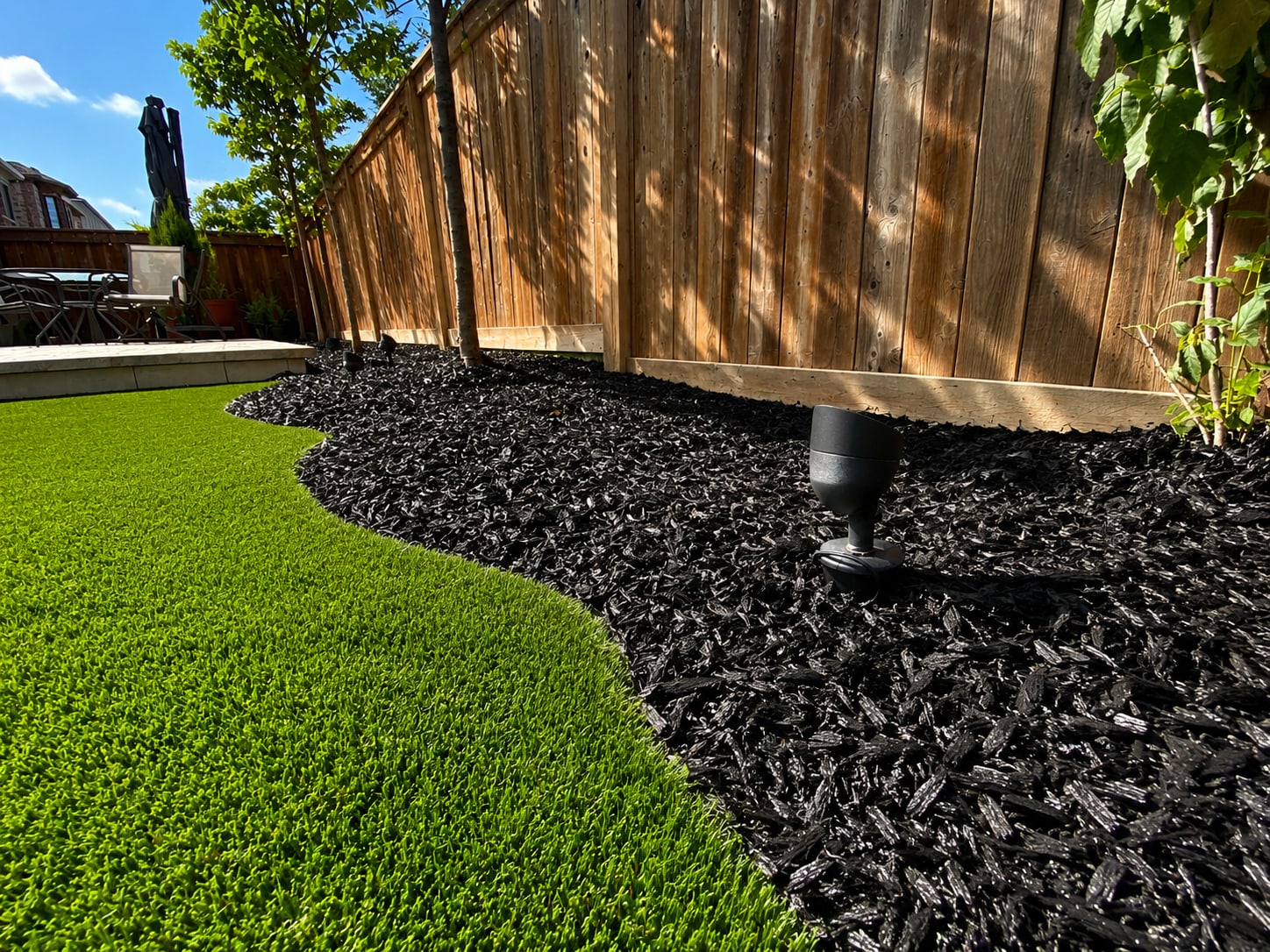 Rubber mulch backyard garden