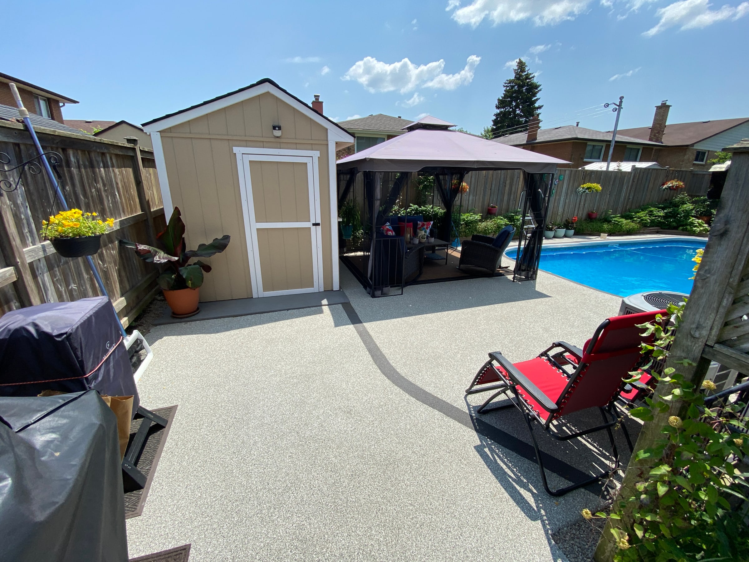 Rubber pool deck backyard