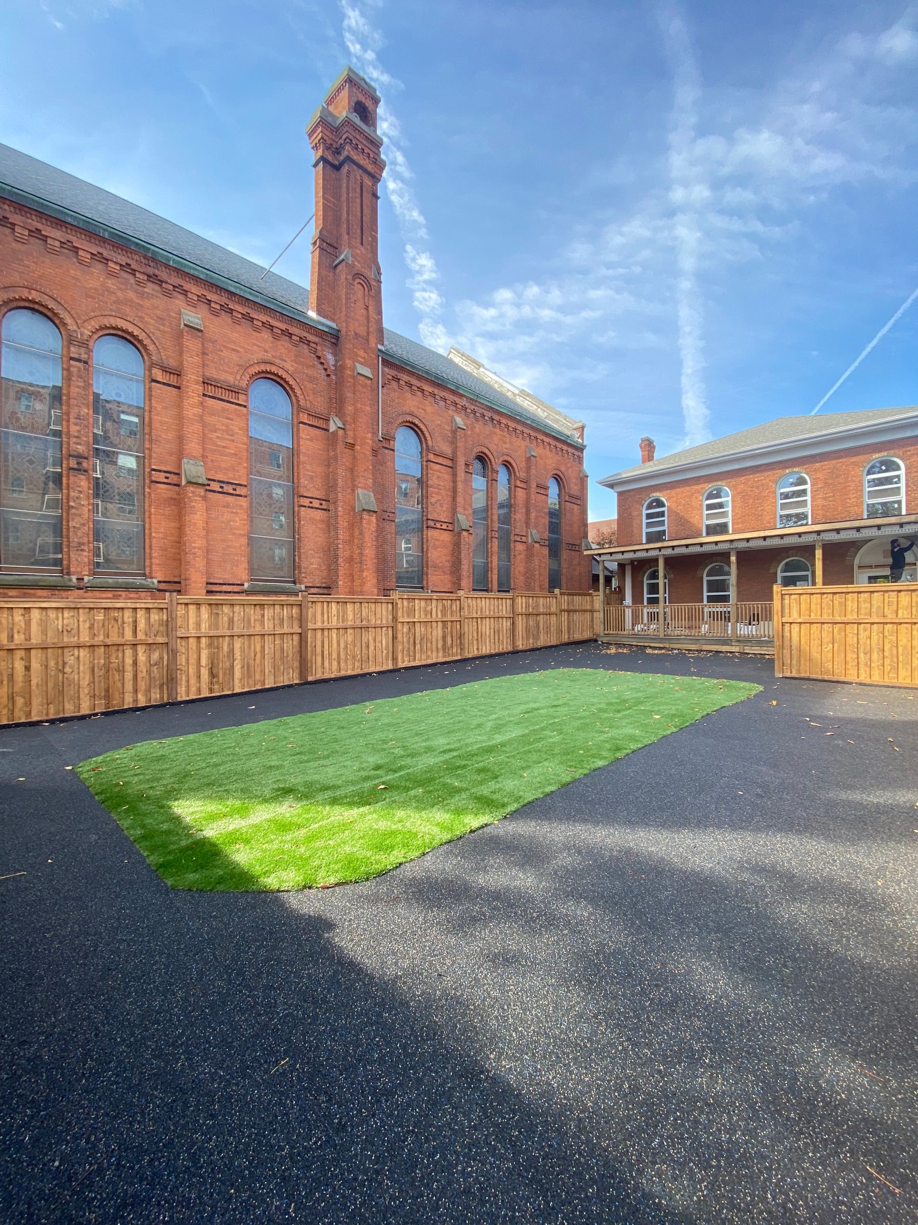 Turf and rubber surfacing at a daycare