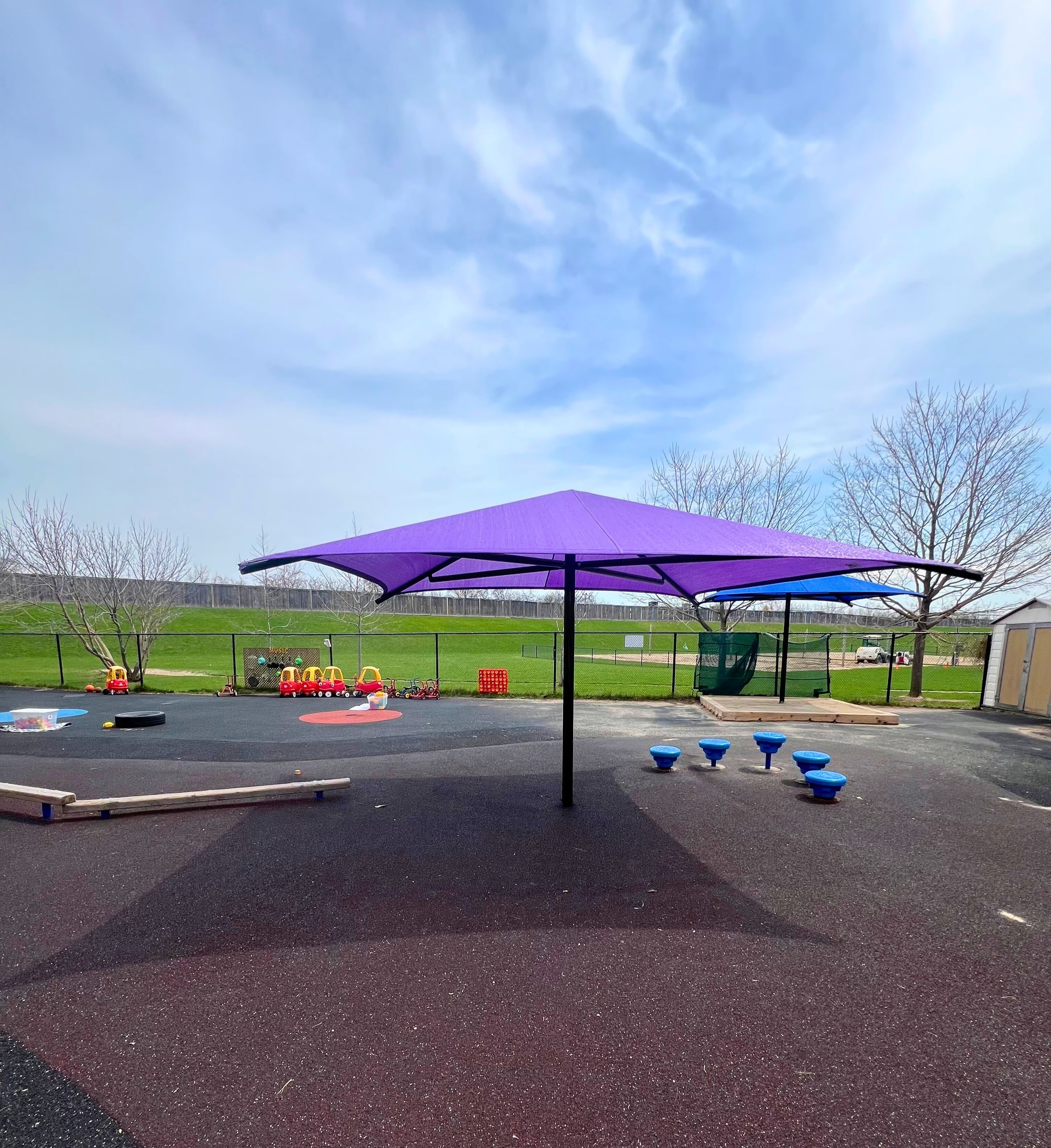Purple sun shade structure