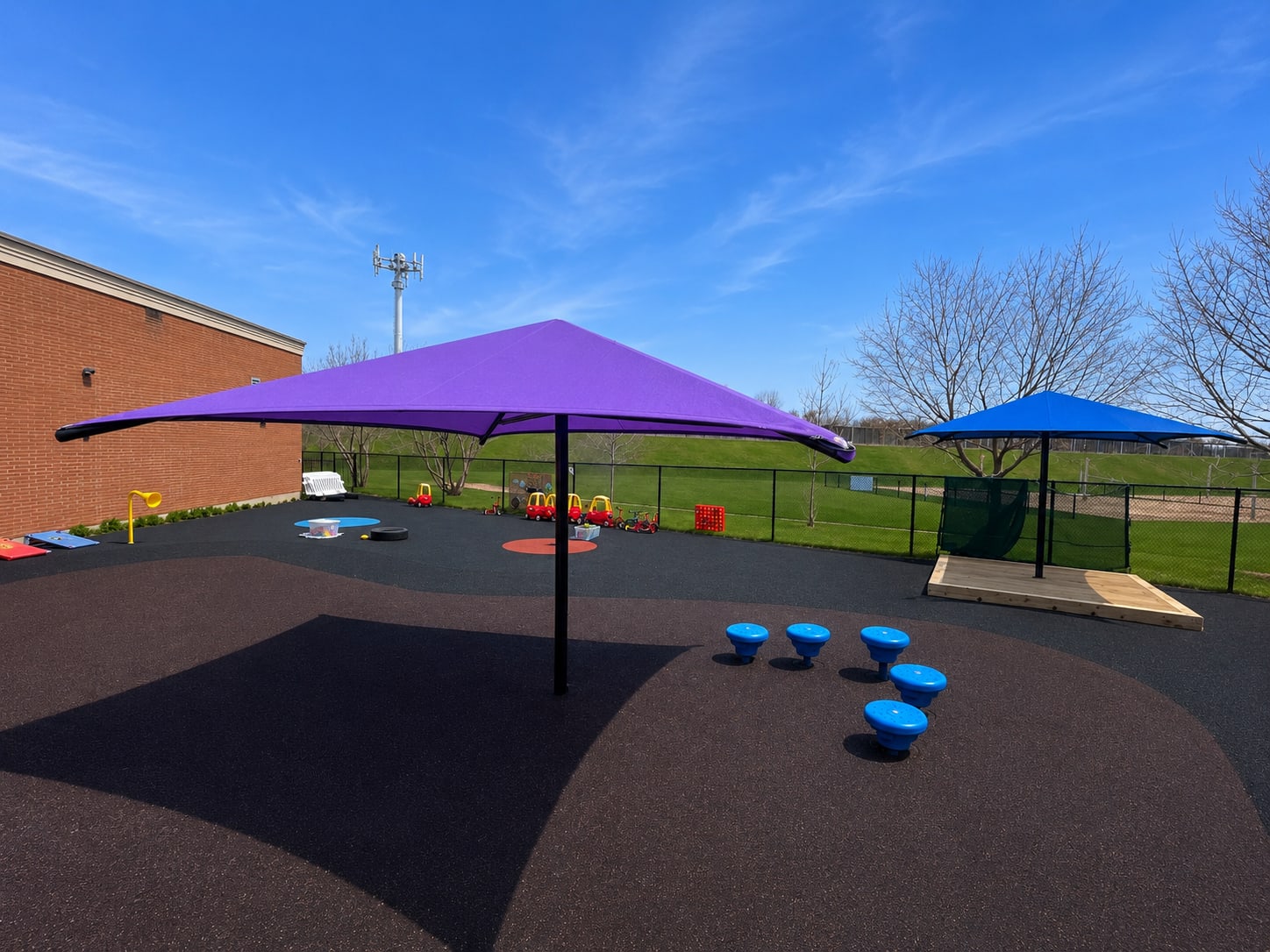 Purple sun shade for daycare sun protection
