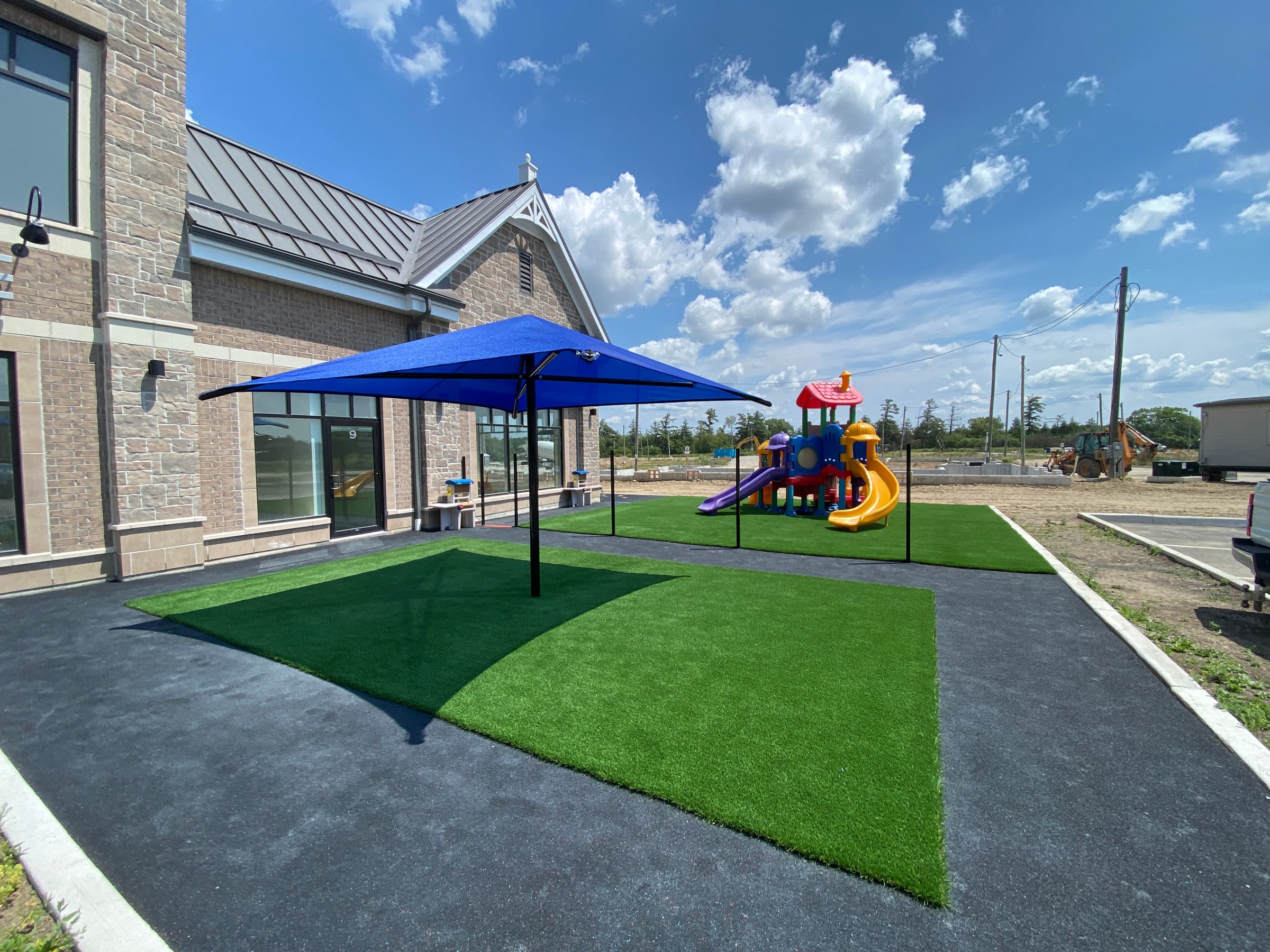 Sun shade structure at a daycare