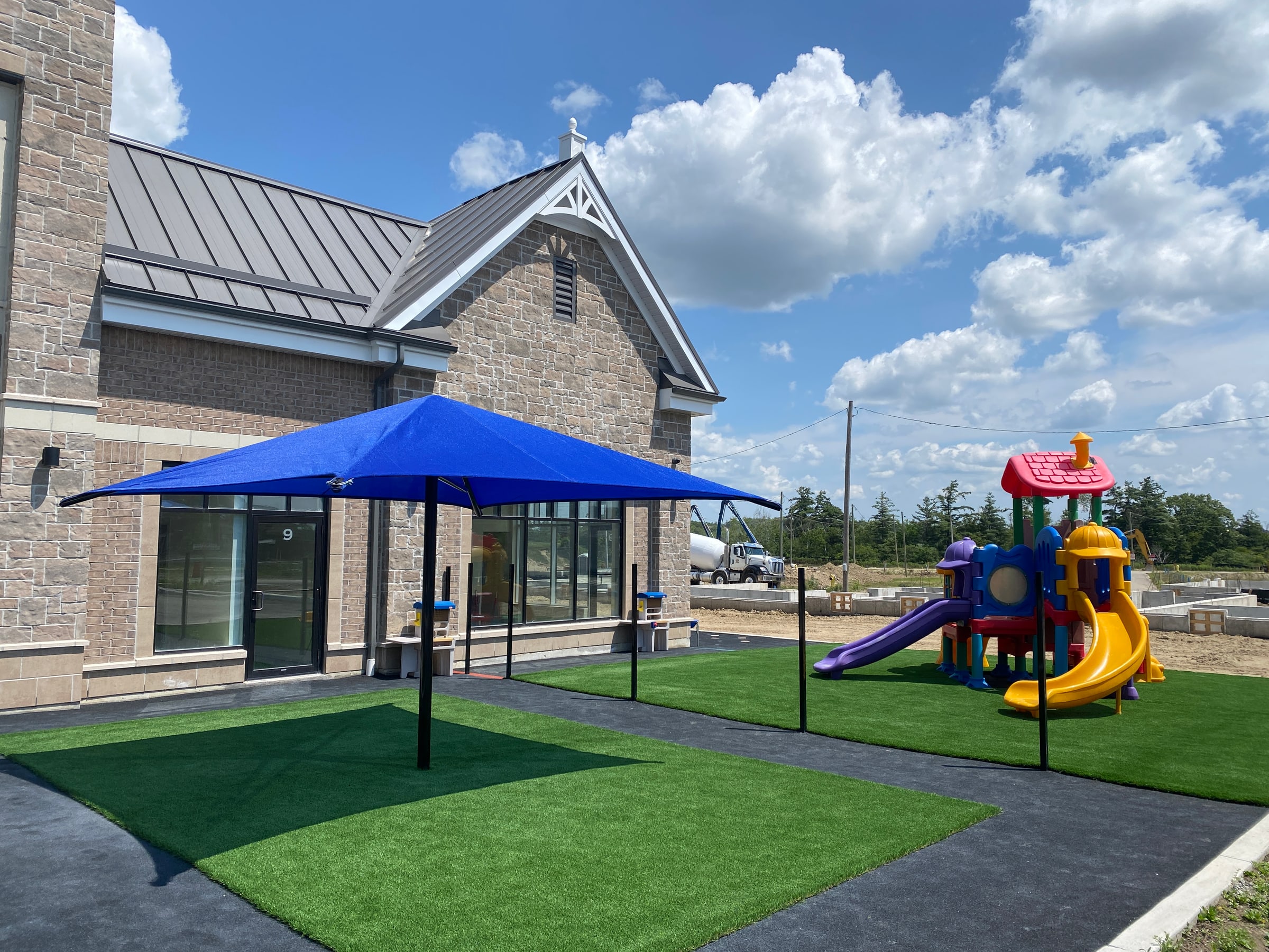 Shade sail installed at a daycare