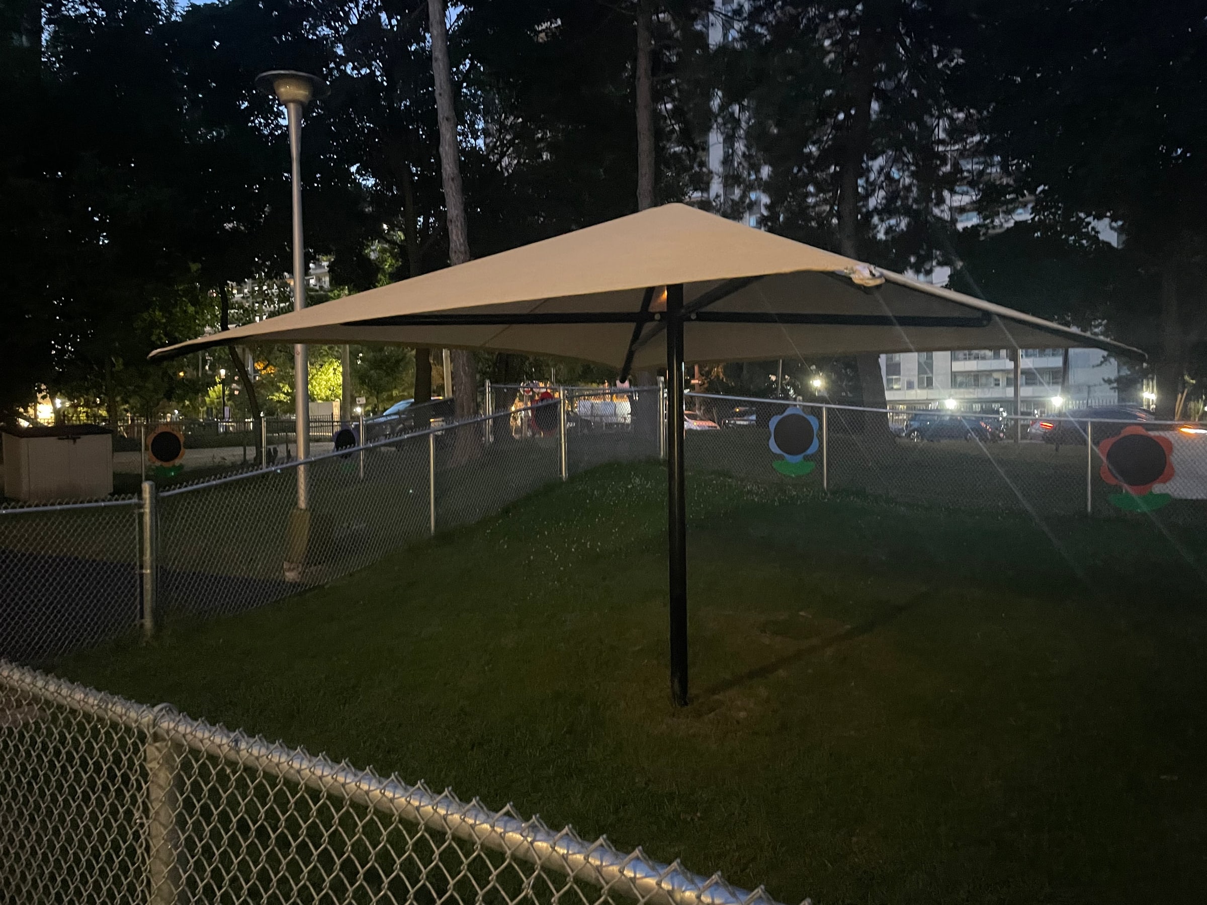 Tan sun shade structure