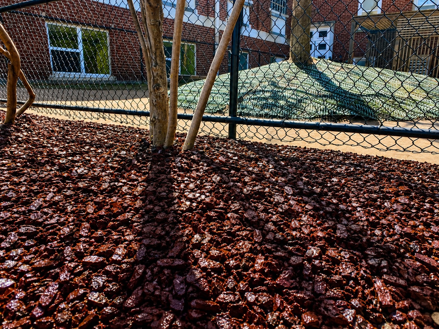 Rubber mulch garden at a daycare
