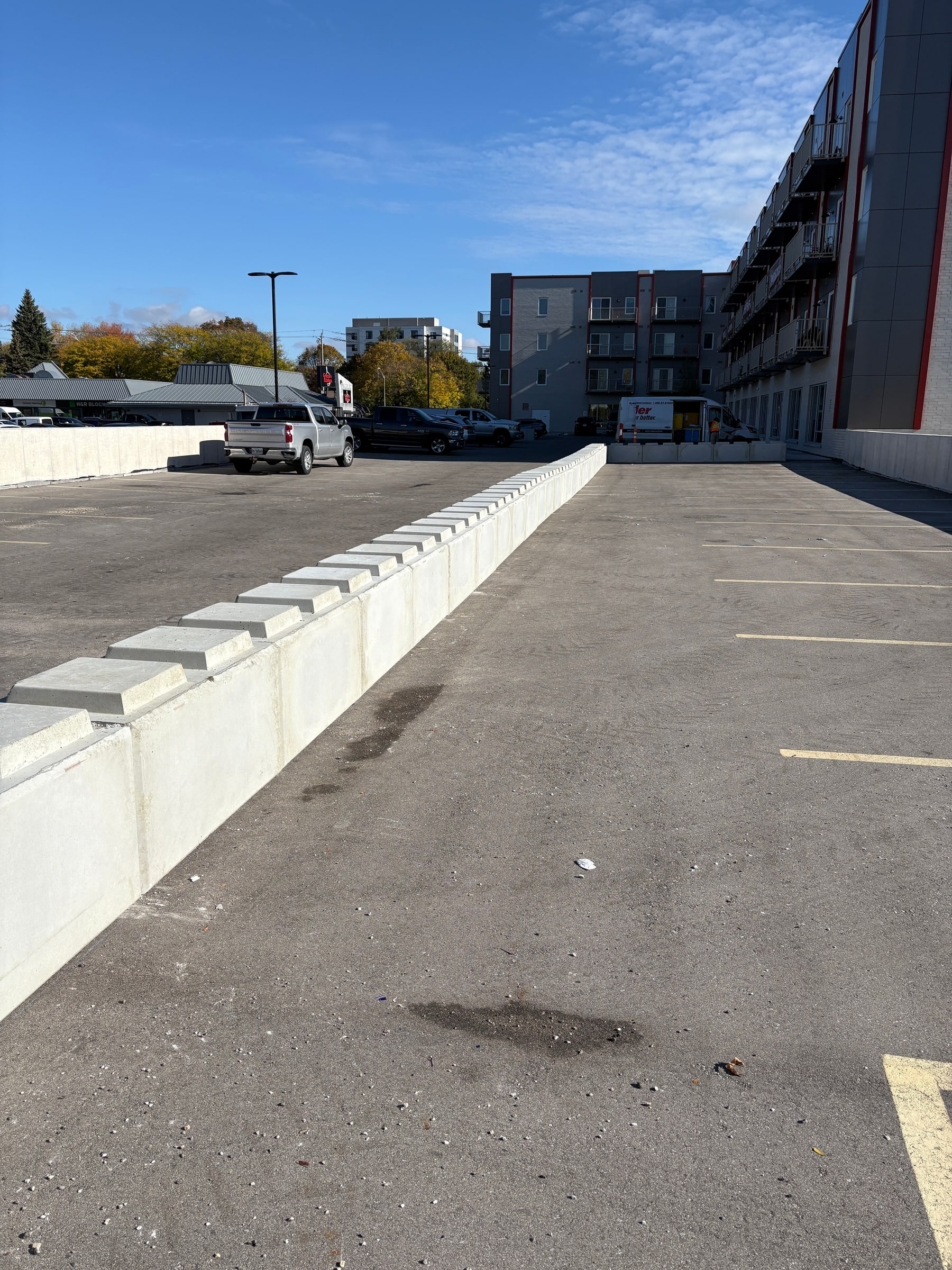 Concrete barricades for loading zones