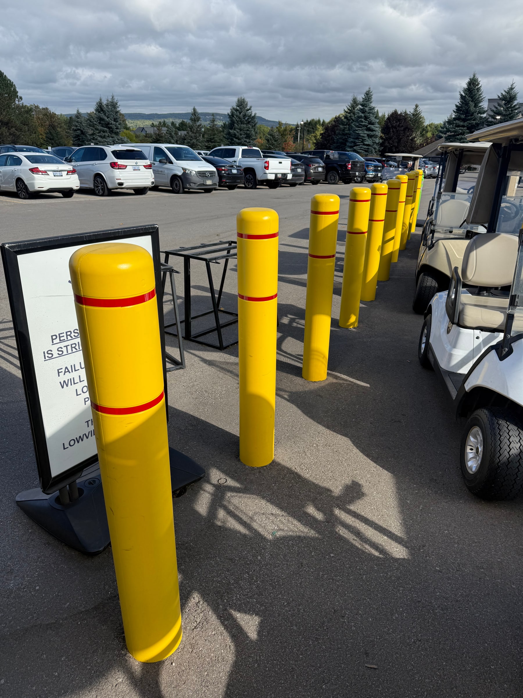 Safety bollards at a golf course