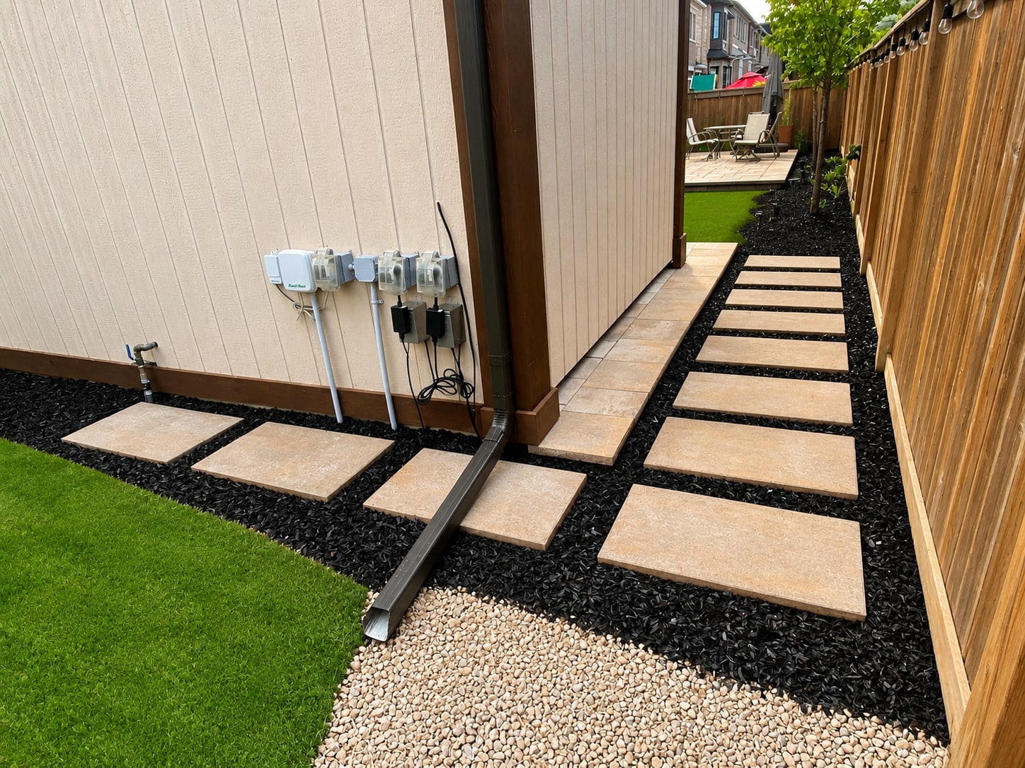 Rubber mulch stepping stone garden top-up